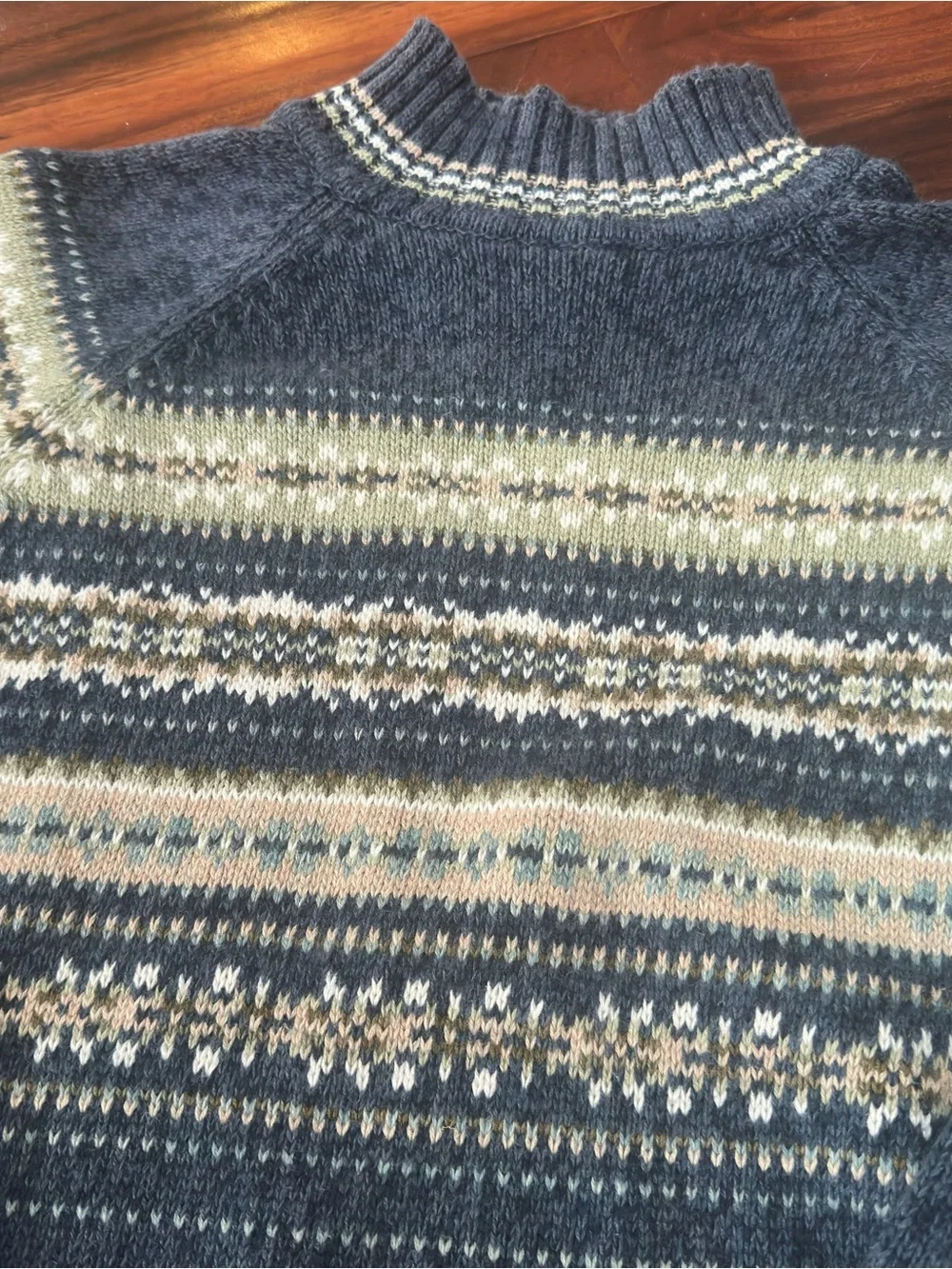 Womens XL Heirloom Collectibles Blue Fair Isle Turtleneck Sweater